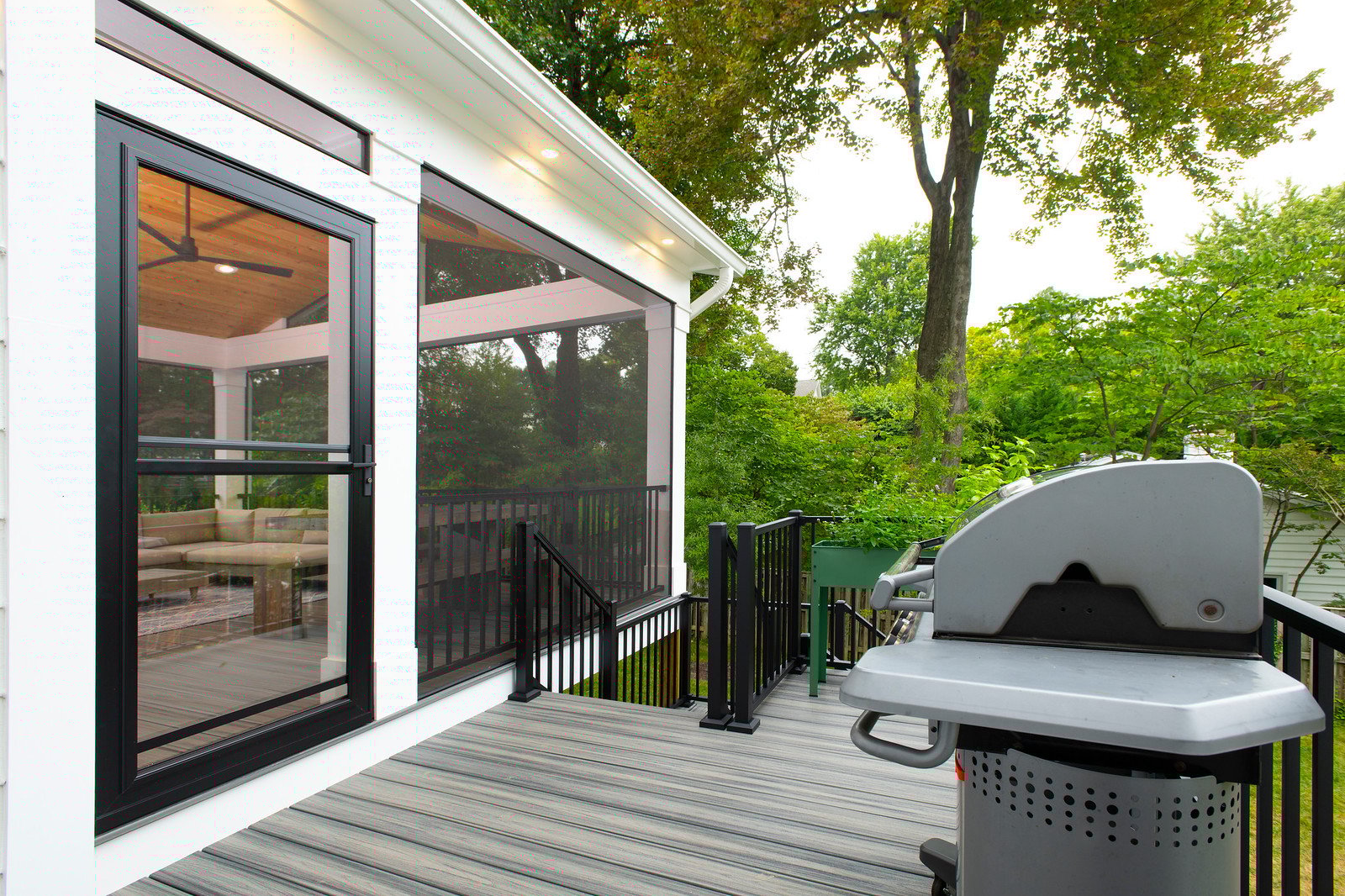 Falls Church Gable Roof screened Porch w Grilling Deck